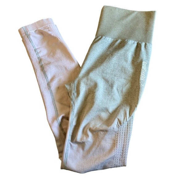 Gymshark Gray Pink Ombré High Rise Spell Out Leggings Pants Women’s Size Medium - Picture 1 of 9